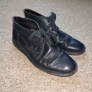 John Varvatos Size 7.5 ALGERS CHUKKA Black Leather Lace Up Boots
